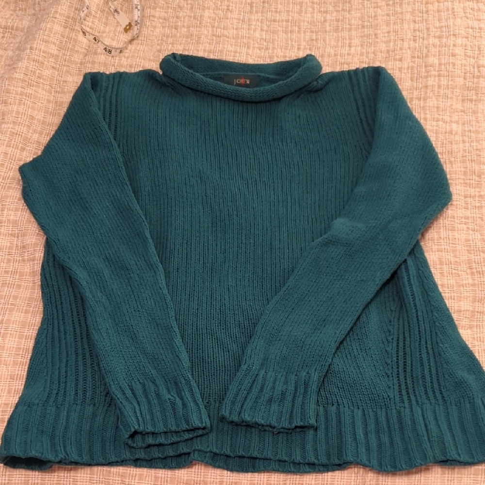 JCrew Classic Rollneck Sweater, Large Green